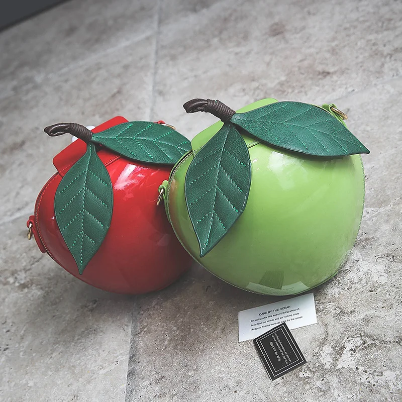 BENVICHED Red Circular Apple Bag Fashion Female Messenger Bags Leaves Mini Bags for Teenager Girls Women Crossbody Bags  R01