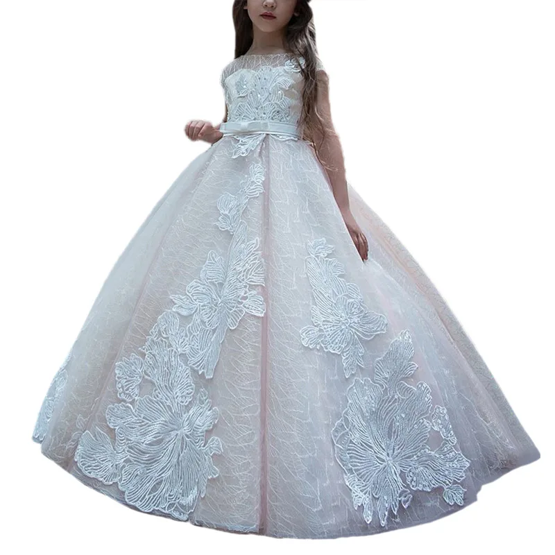 

princess little girls dresses with train kids pageant ball gown dress robe fille enfant mariage de soiree long dresses for girls