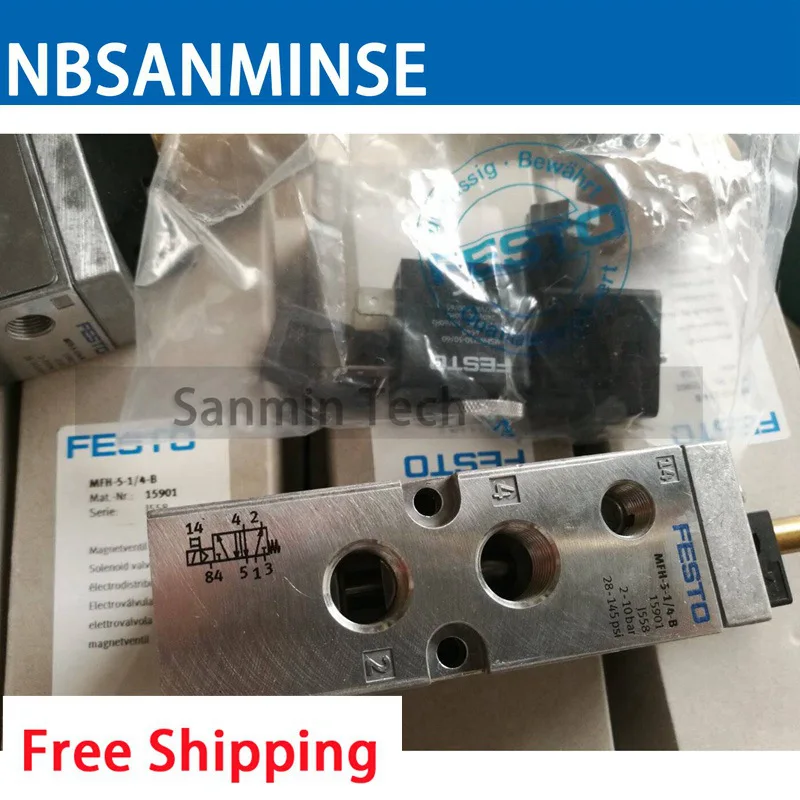 MFH - 5 - 1/4 / 1/8 - B / S Solenoid Valve With Coil 1/4 , 1/8 Original Solenoid Valve NBSANMINSE