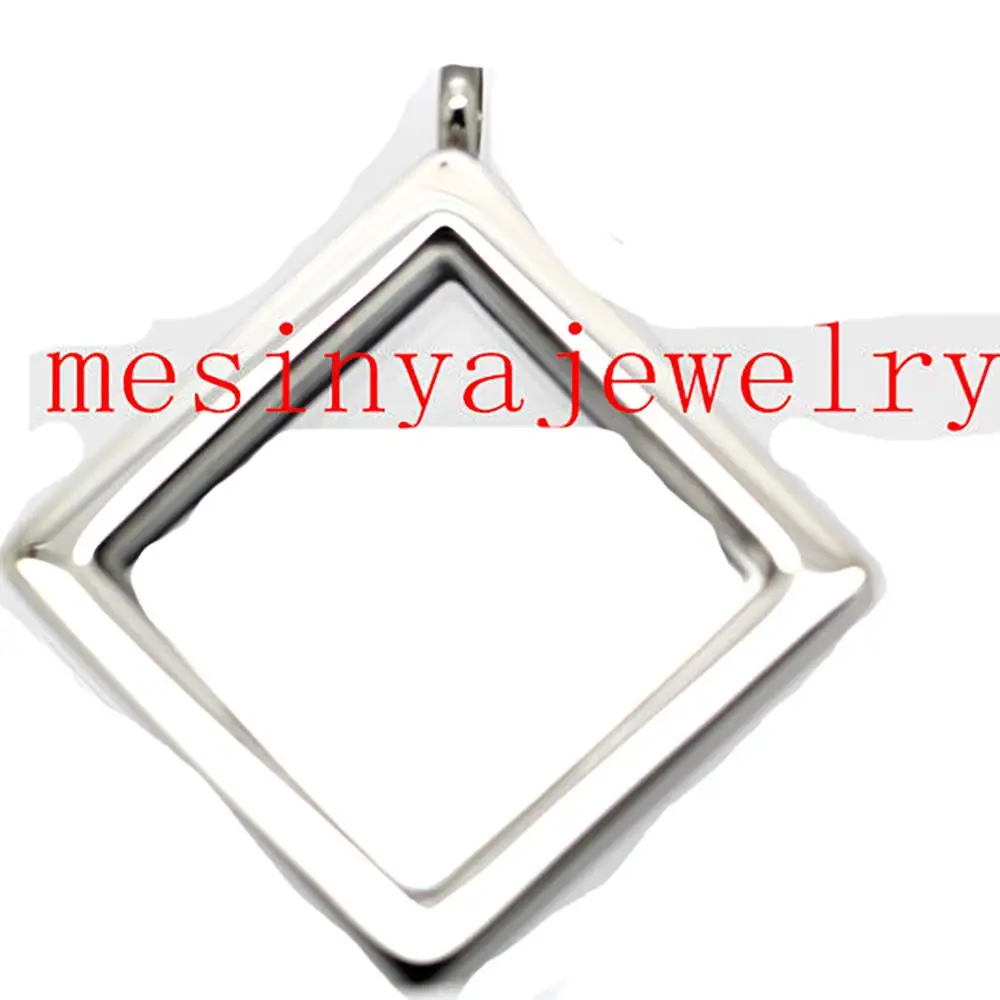 10pcs 316L Stainless steel  square  magnetic plain glass locket for floating charms keepsaking Xmas gifts no chain and clasp