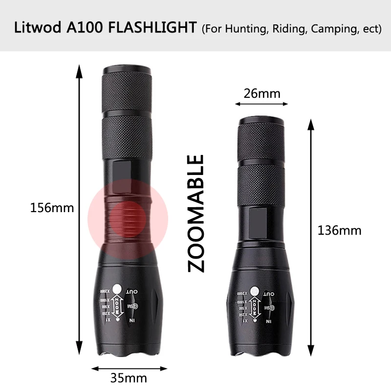 Z10 Litwod C8 High Power tactical LED Flashlight XM-L2 T6 U3 Self defense Flashlight torch lanterna for Hunting Bike light lamp