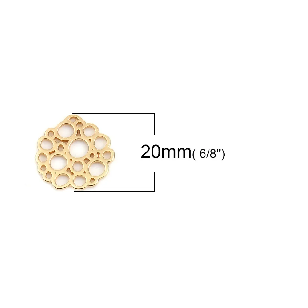 DoreenBeads Zinc Based Alloy Connectors Irregular Gold Circle Hollow Jewelry DIY Charms 20mm( 6/8