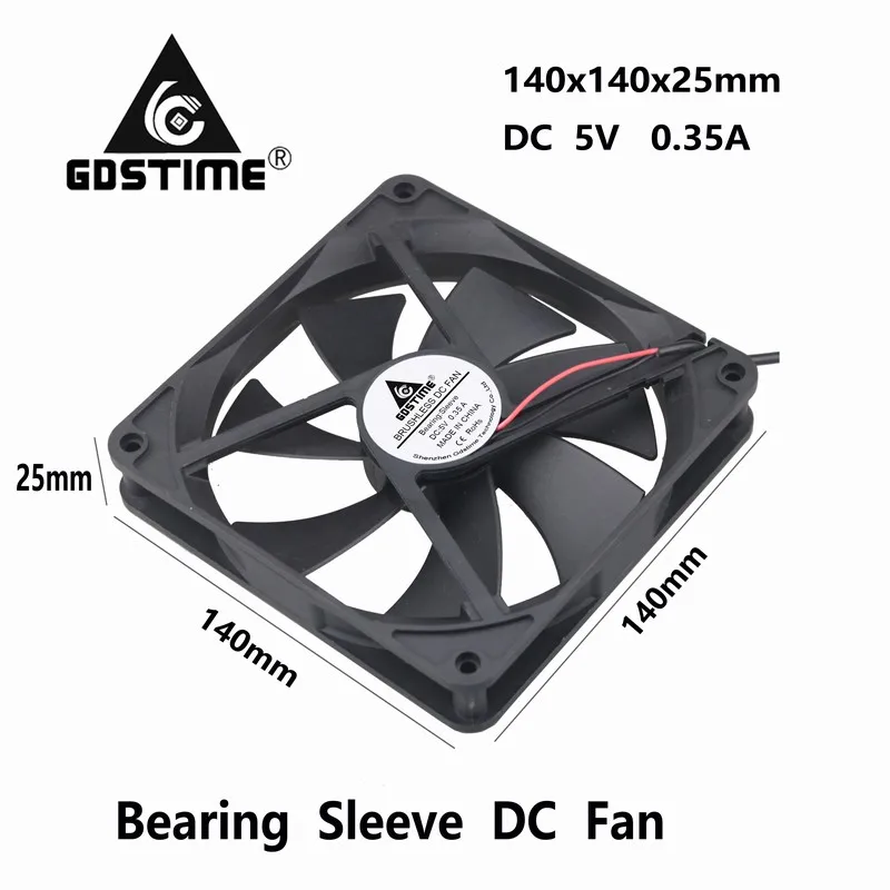 

1 Piece Gdstime 14025s 140x140x25mm DC 5V USB Powered Supply PC Case Brushless Cooling Cooler Fan 140mm x 25mm 14cm