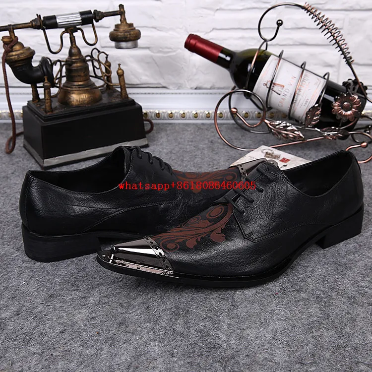 mens pointed toe dress shoes high heels embroidery loafers shoes men luxury genuine leather formal shoes black