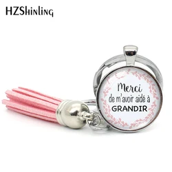 2019 New Merci De M'avoir Aider A Grandir Tassel Keychain Thanks Gifs Keychains Glass Hand Craft Jewelry