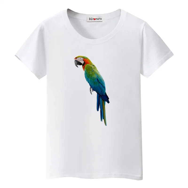 

BGtomato 2022 Flower parrot tshirt beautiful birds tee shirt brand harajuku tops fashion t shirt women