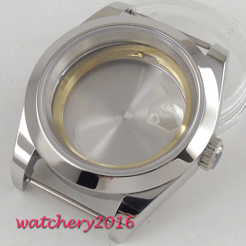 36mm  steel sapphire glass automatic Polished Watch Case fit NH35A NH36A ETA 2824 PT5000 MIYOTA 8215 8205 Movement