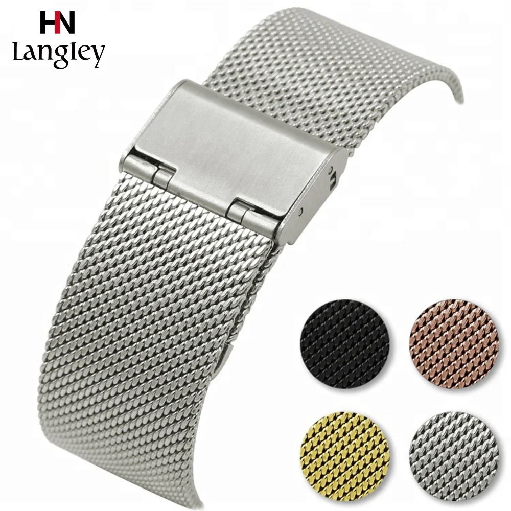 

Stainless Steel Wristwatch Band Mesh Straps 12-26mm Quick Release Watchband Milanese Strap Fashion Comfortable Bands Rose Gold