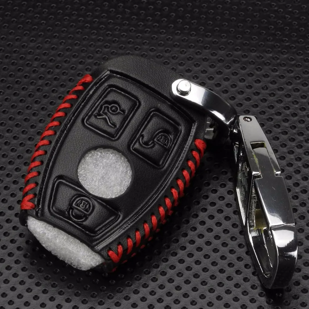 jingyuqin 3B Genuine Leather Men Car Key Bag Case Cover Holder Chain For Mercedes Benz W203 W210 W211 W124 W202 W204 W205 AMG view 5
