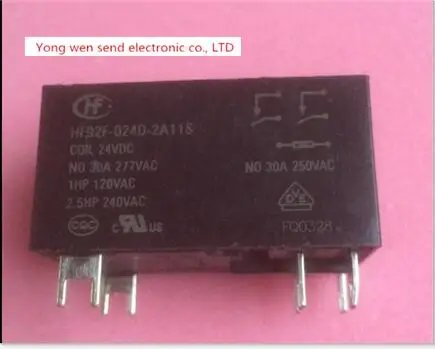 24V relay HF92F-024D-2A11S 24VDC HF92F-024D-2A11S-24VDC HF92F024D2A11S HF92F-2A11S 24VDC DC24V 24V  30A 277VAC 2pcs/lot