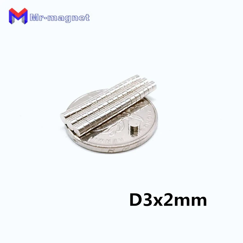 400PCS 3x2mm magnet N35 Strong Disc NdFeB Rare Earth Magnet D3x2 3*2 Neodymium Magnets Small Round Cylinder For Fridge 3*2mm