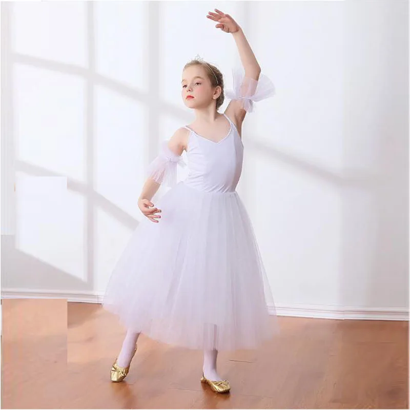 

Children Lyrical Ballet Skirt Kids Girls Empire Waist Ballet Dance Dress White Ballerina Costumes Back zipper Dancer Outfit
