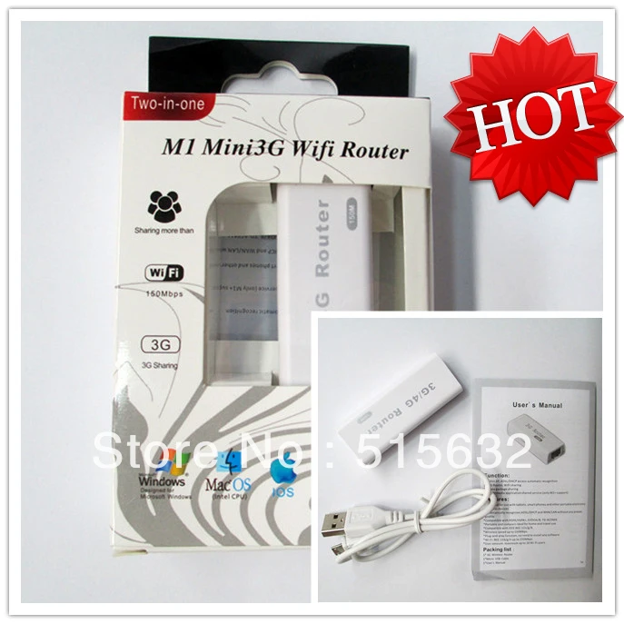 

hot! Unclocked Wireless Router Mini Portable 3G WIFI Router 150Mbps support 3G USB Modems with retail box