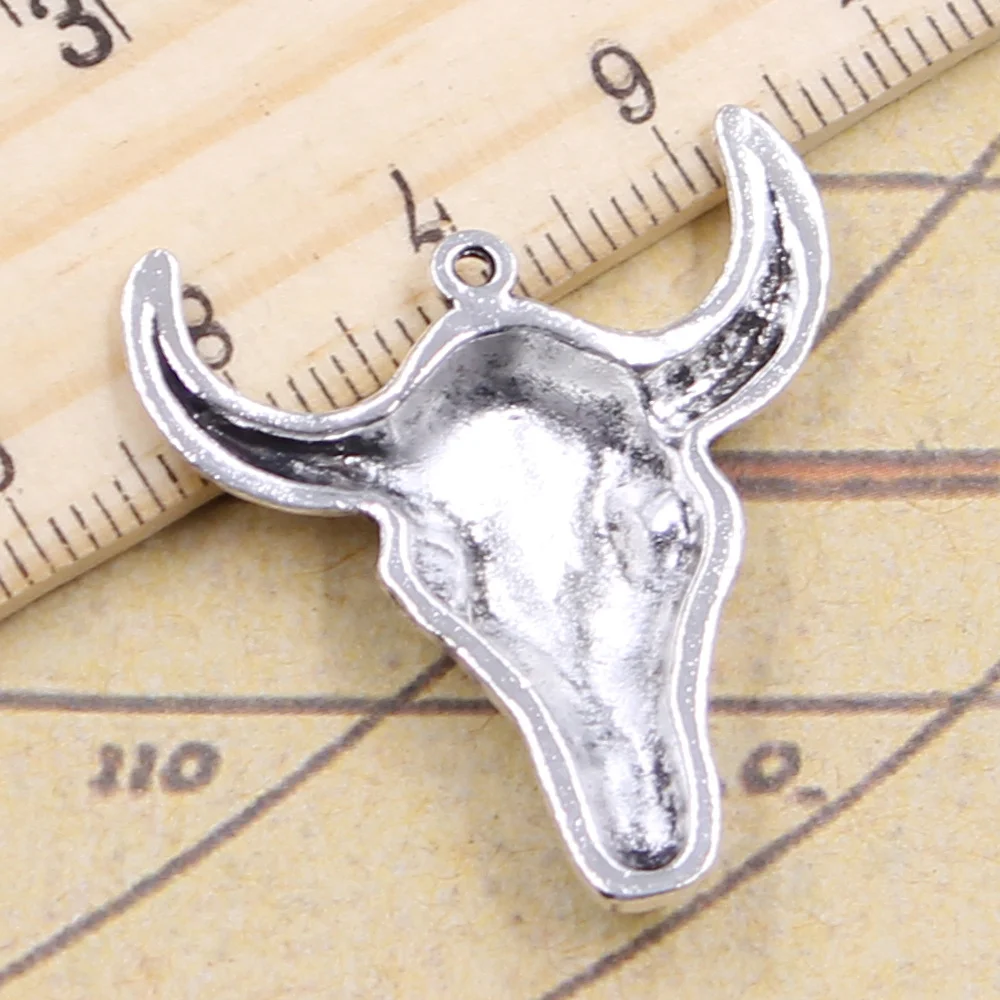 10pcs Charms Yak Skull Bull Head 32x28mm Tibetan Bronze Silver Color Pendants Crafts Making Finding Handmade Antique DIY Jewelry