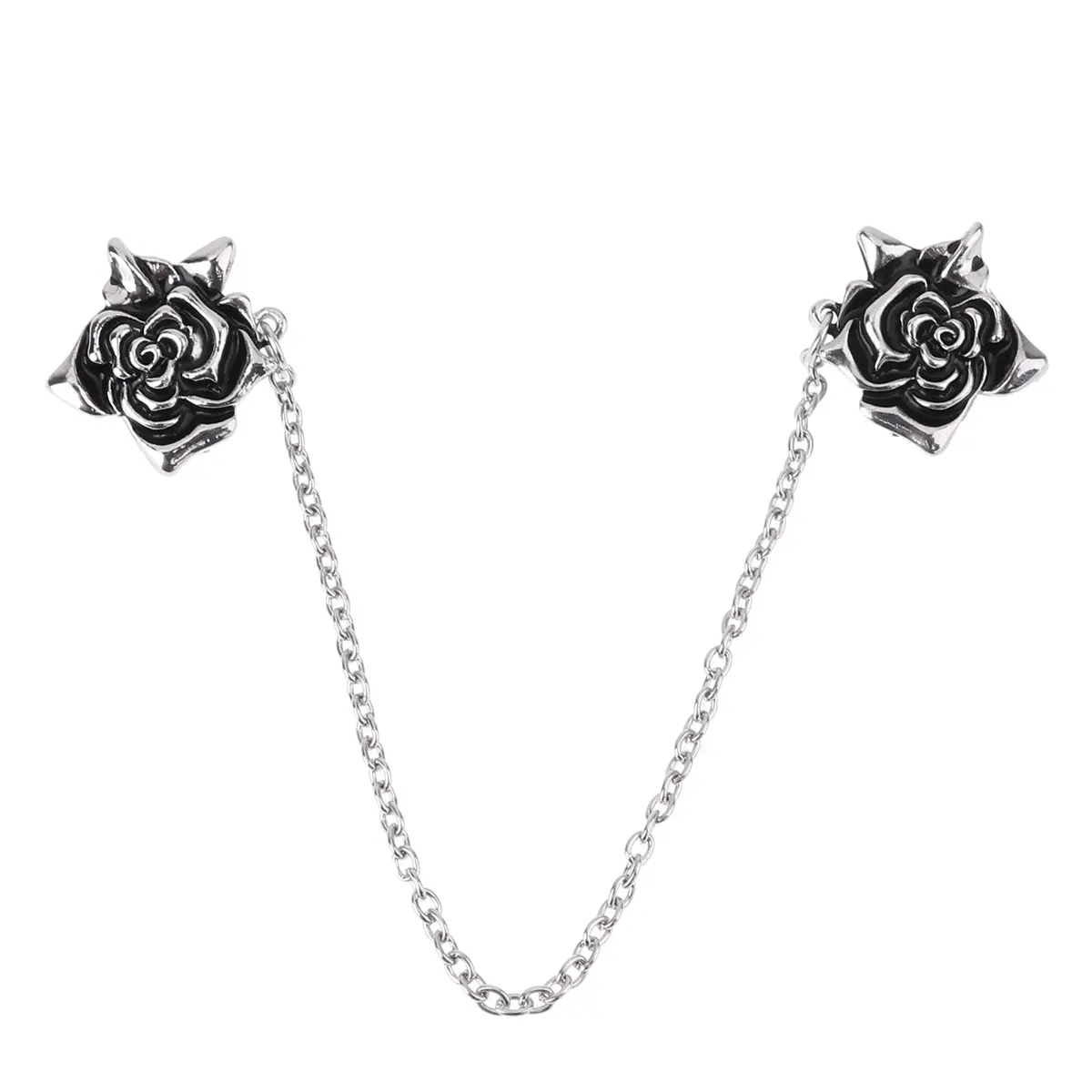 

Vintage Flower Sweater Shawl Clip Silvertone Cardigan Collar Metal Clip Holder Clothing Pins Clip