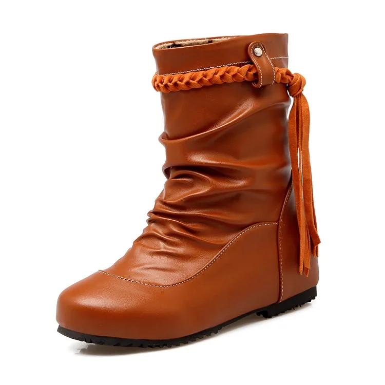 Big size 30-52 Botas Mujer Winter Boots New Round Toe Buckle Boots For Women Sexy Ankle Fashion Winter Shoes Casual 504
