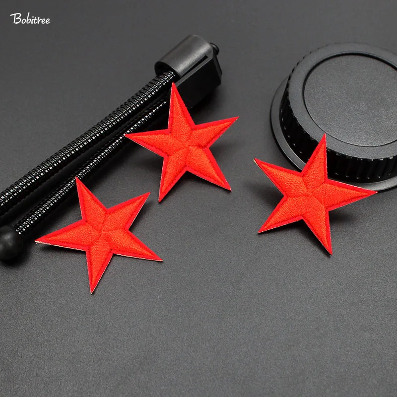 10 pcs Red Stars Small Applique Transfer Patches Iron on Embroidery Stickers for Clothes Sewing Cloth Decoration DIY Acessories