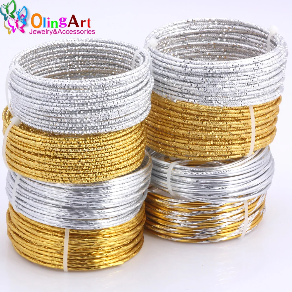 1M/5M lot 2.0mm Various Patterns Aluminum Wire Gold/Silver Soft Craft Versatile New Metal Wire DIY Handmade Jewelry Making