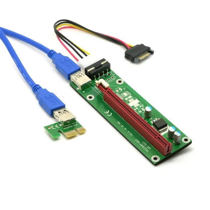 PCI-E PCI 익스프레스 라이저 카드 BTC 채굴 기계 리그용, 1x ~ 16x USB 3.0 데이터 케이블, SATA ~ 4 핀 IDE 몰 렉스 전원 공급 장치, 1 세트