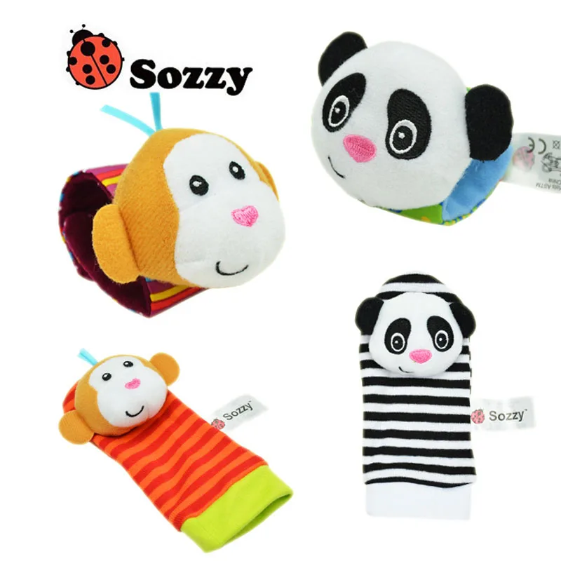 Baby Rattles Wristband Socks Plush Toy Newborn Animal Cute Cartoon