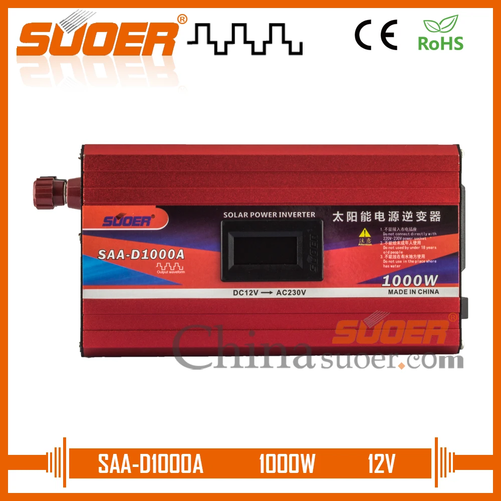 Suoer inverter 12v 220v 1000w dc ac off grid car power inverter(SAA-D1000A)