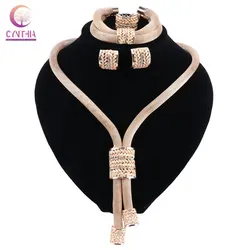 CYNTHIA Fashion Wedding Dubai Africa Nigeria African Jewelry Set Gold-color Necklace Earrings Romantic Women Bridal Jewelry Se