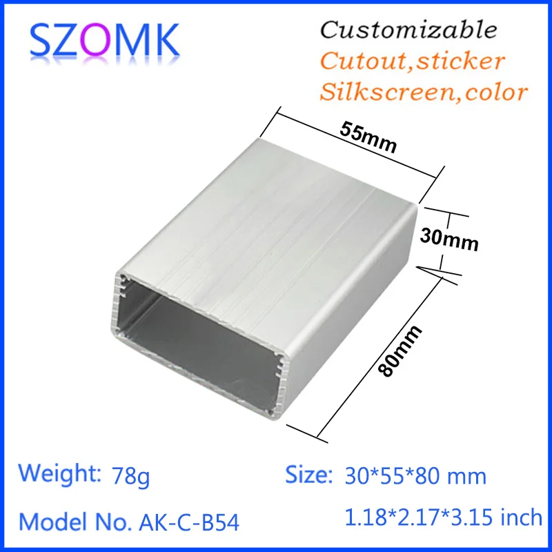 1Piece 30*55*80mm china suppliers szomk extruded aluminum case anodizing aluminum housing electronics enclosure control box