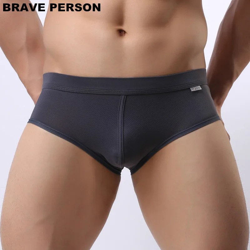 BRAVE PERSON Soft Nylon Underwear Men Boxers Briefs Mesh Breathable Elastic Sexy Boxers High Quality Male Panties Boxershorts