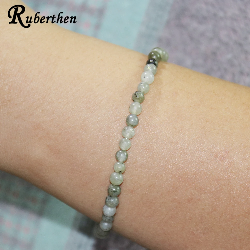 Ruberthen Labradorite Bracelet 4 mm Natural Stone Beads Bracelet Mini Gemstone Energy Bracelet