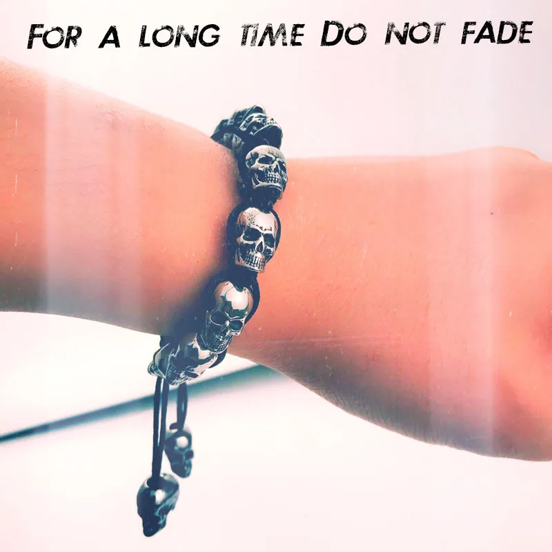 2019 new Stainless steel Skull Charm bracelets bangle hand-woven jewelry for man/male Punk rock style BC8-055