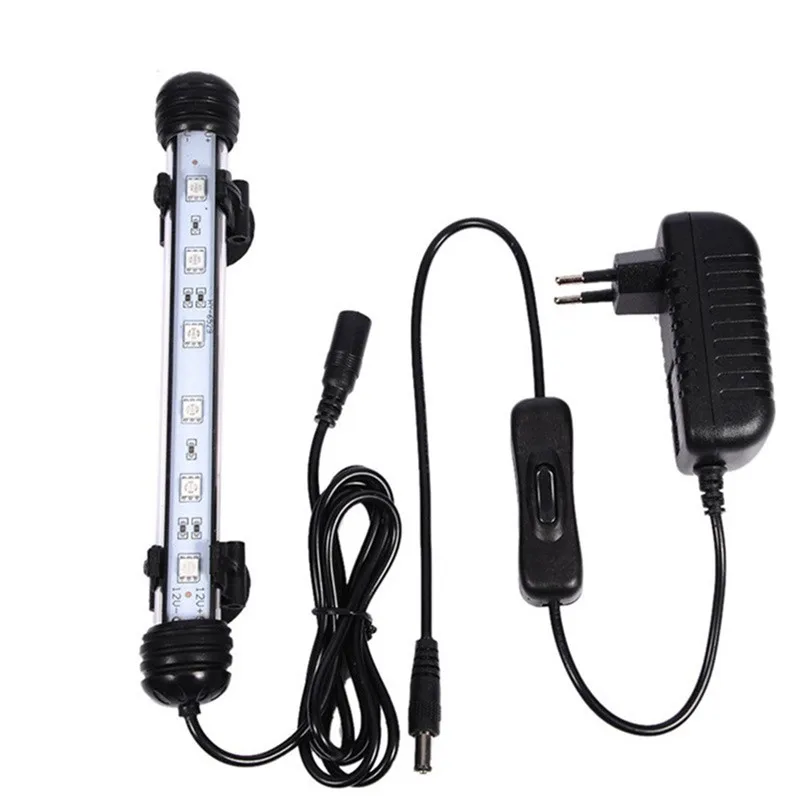 Lámpara de Clip impermeable para acuario, luz LED azul/blanca de 9/12/15/21 SMD5050, barra sumergible, enchufe europeo S40, 18/28/38/48CM