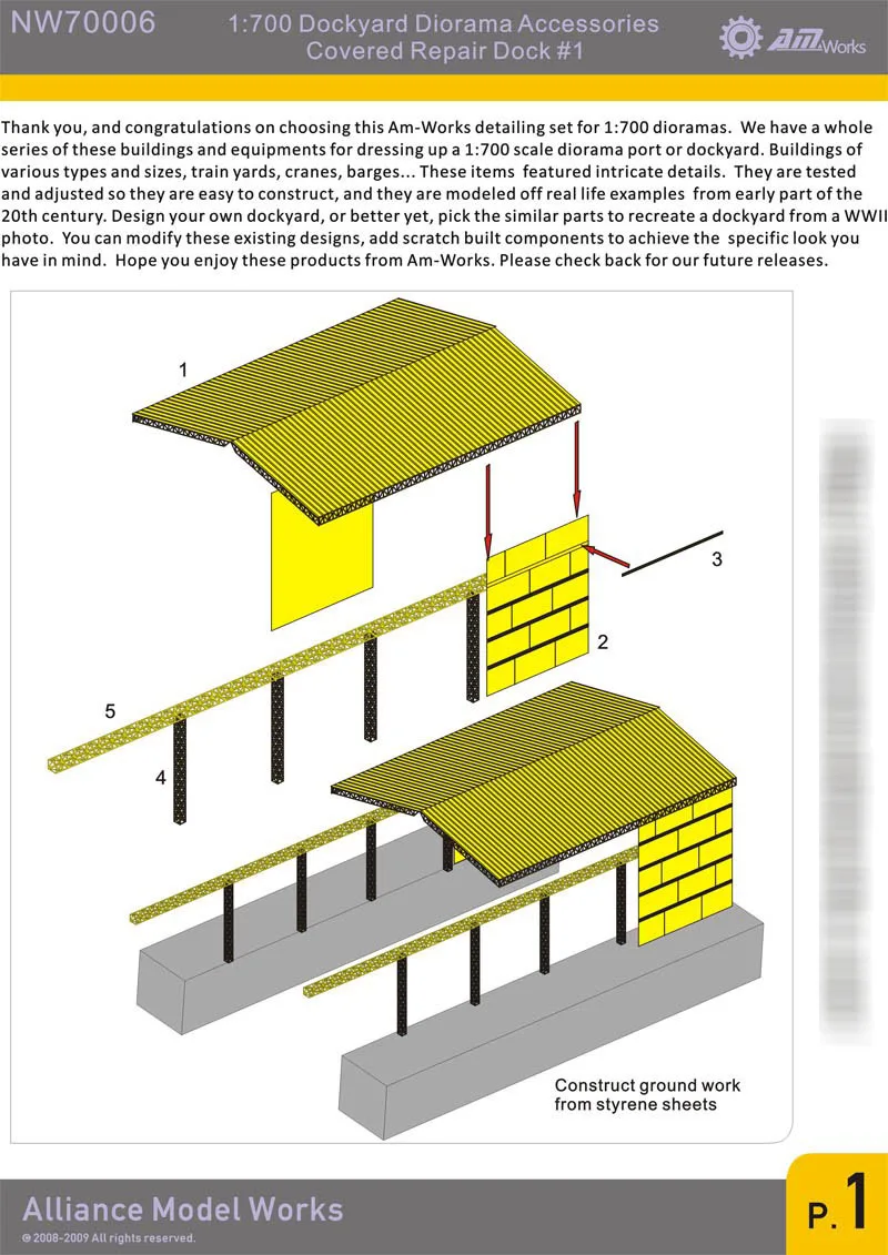 1/700 Dockyard Diorama Accessories - Covered repair dock #1  (Metal Military Building Model,Not Assembled,no boat)