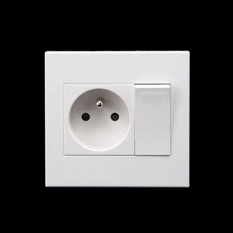 1 Gang 1 Way Wall Switch Socket  EU German/French Standard Push Button Switch With Socket Panel Wall Light Switch 16A 250V image 2