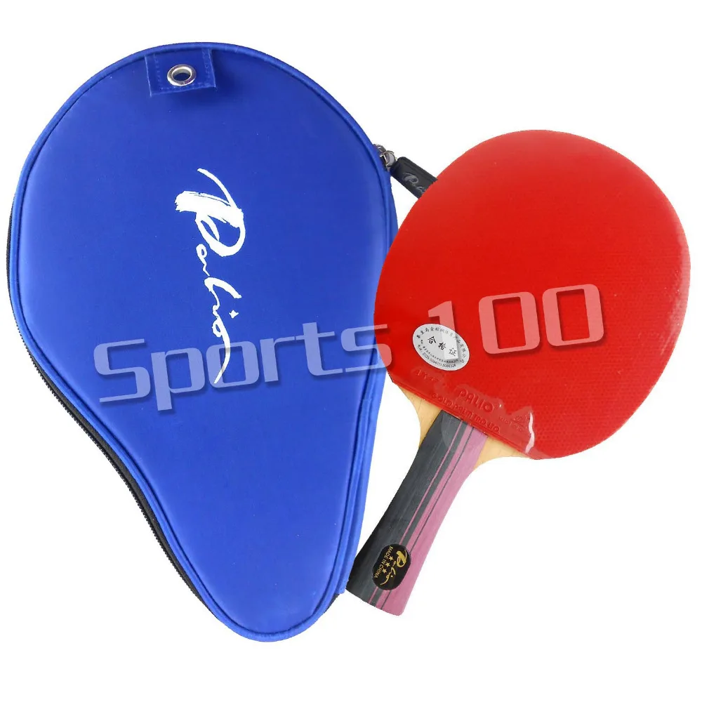 

Palio 3-STAR 3STAR 3 STAR Pips-In Table Tennis Racket with Case Shakehand long handle FL