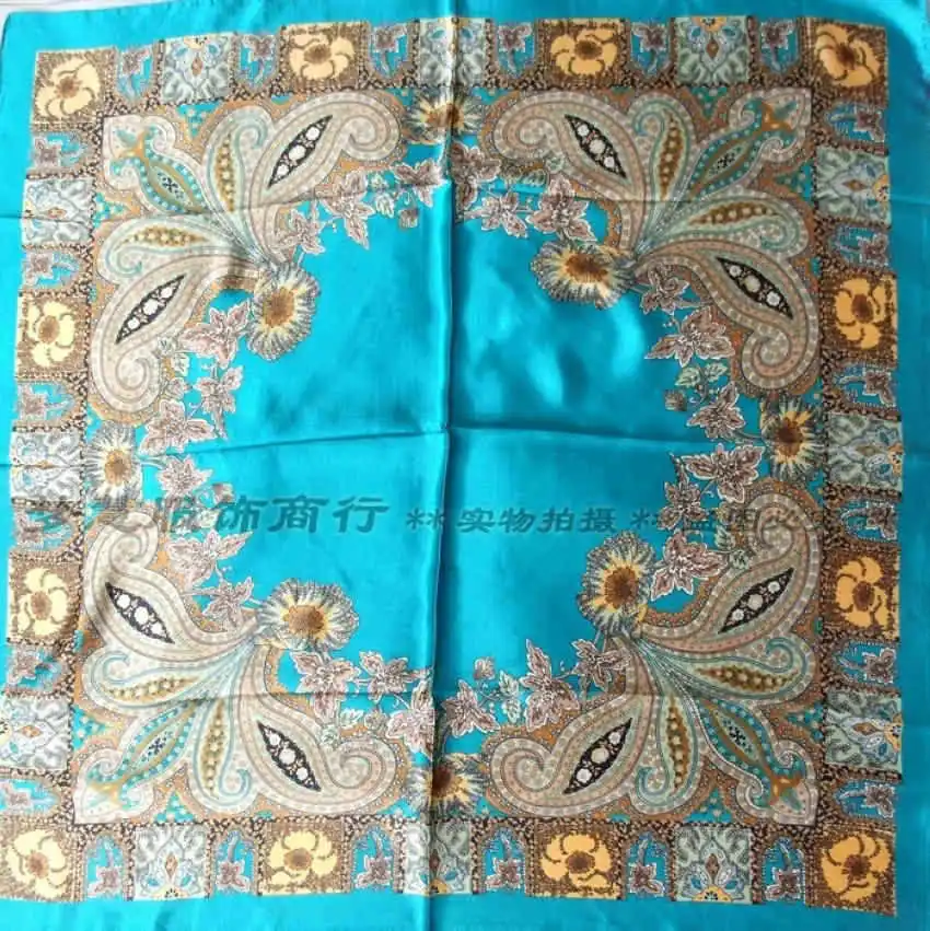 Elegant Paisley Design Satin Square Silk Scarf Headscarf Printed Women Brand Polyester Scarves Shawls,Blue,Army Green,Yellow,Red