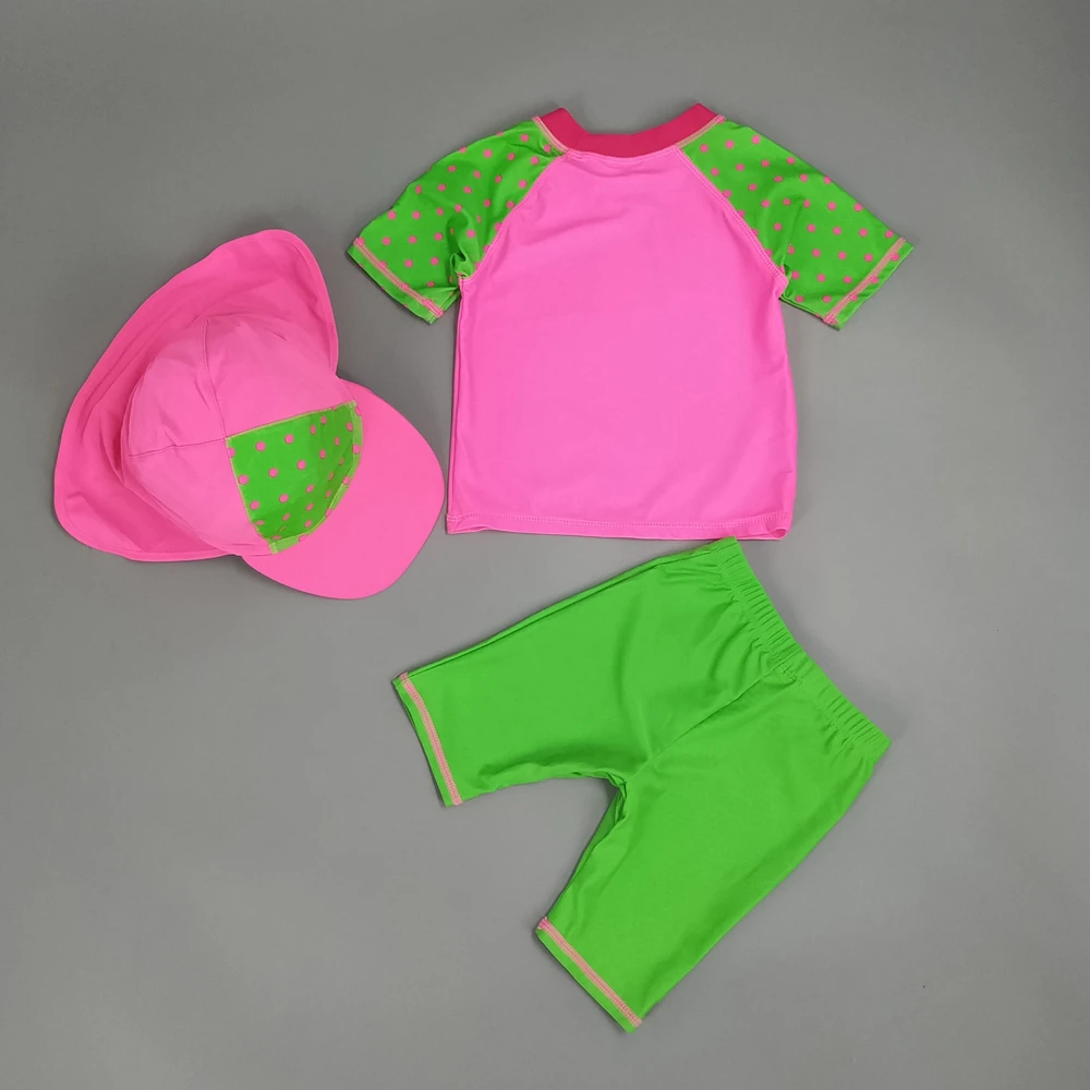 12-18 Mon UV 50+ Infant Swimwear Baby Girls Three Pieces Swimsuit Rash Guards Babies Swimming Suit Bebe Surfing Suit Beach Wears