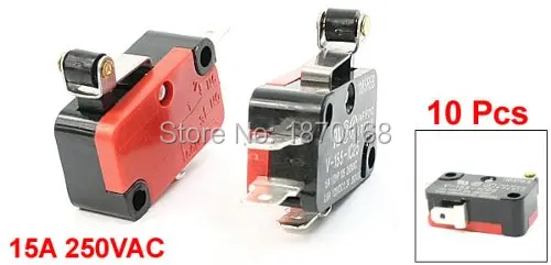 10 Pcs V-155-1c25 15A 250VAC Limit Switch mikro, Pendek rol tuas Arm SPDT aksi jepret banyak