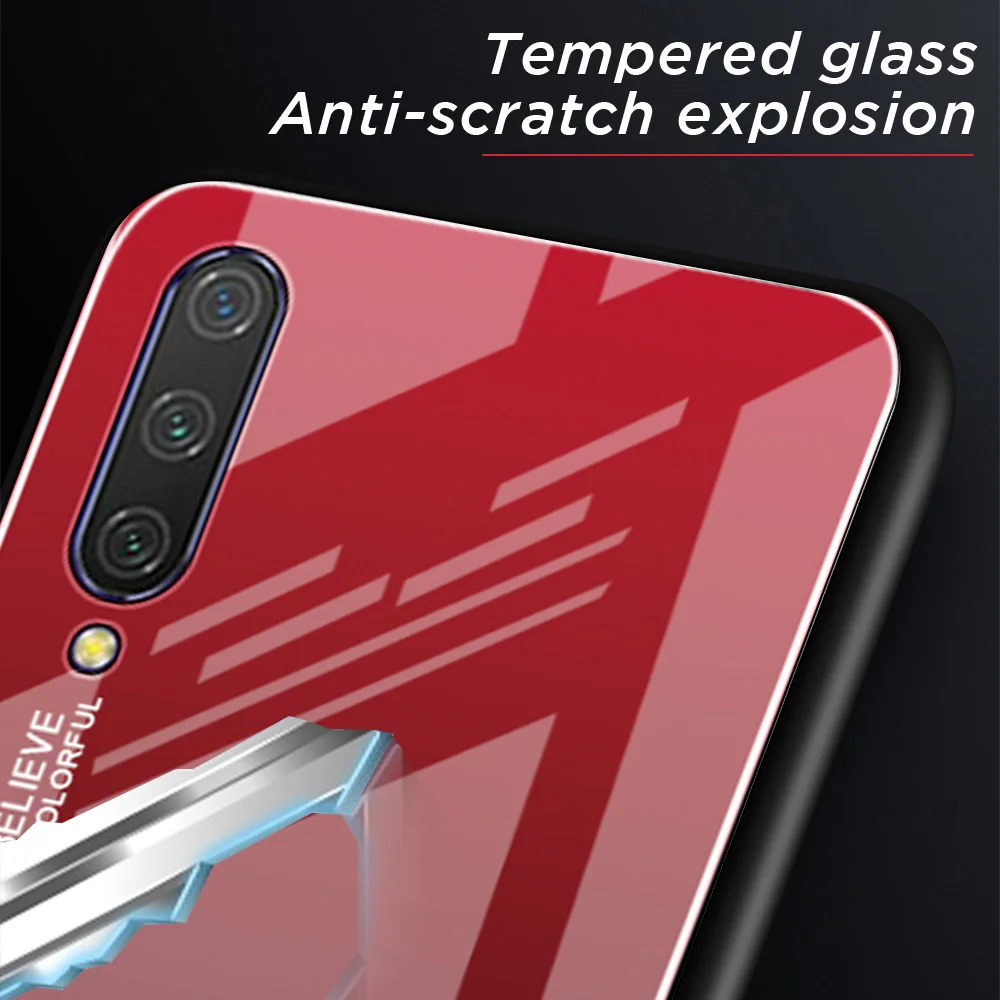 For Xiaomi Mi A3 Case Hard Tempered Glass fashion Gradient Protective Back Cover case For xiaomi mi a3 lite mia3 phone shell