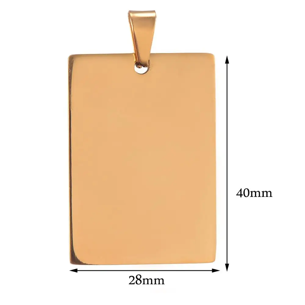 5pcs Wholesale Rectangle 5 Colors Unisex Stainless Steel Army ID Blank Dog Tags Pendant Necklace Jewelry 28*40mm Hypollergenic