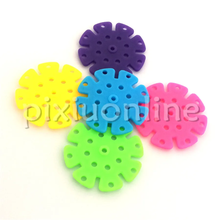 1pc J612b Colorful Snow Flower Shaped Round Plastic Sheet Multi-hole DIY Model Making Parts Free Shipping Russia