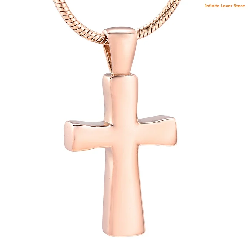 IJD9876 Stainless Steel Mini Secret Stash Vial Pendant,Plain Cross Keepsake Memorial Necklace