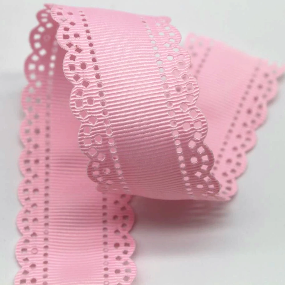 30mm Hollow Lace Dots Grosgrain Ribbon 10 Yards DIY Handmade Material For Hair Bows Headdress Garment Accessories Crafts