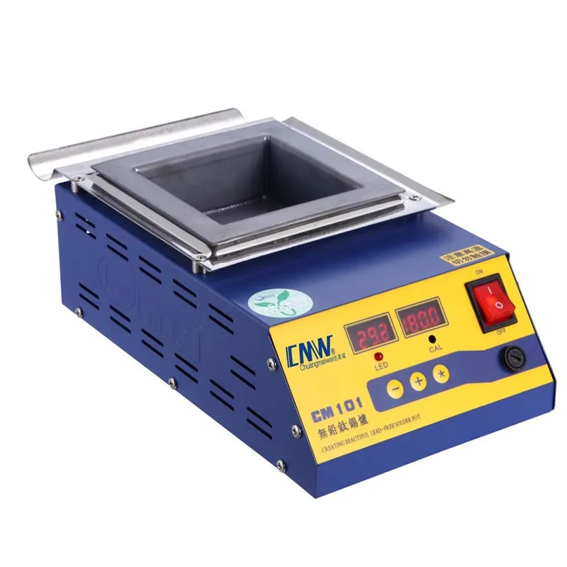 CM-101 Square High Temperature Lead Free Soldering Pot 0-600℃ Titanium Solder Furnace Tin Melting Digital Display 220V 110V 800W