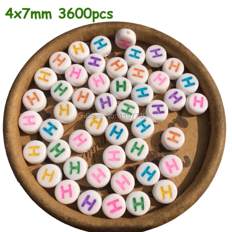 Acrylic Flat Alphabet Letter Round Beads Jewelry Making DIY Name Bracelet Necklace A B C D E F G H I J KTO Z  4*7MM 3600pcs