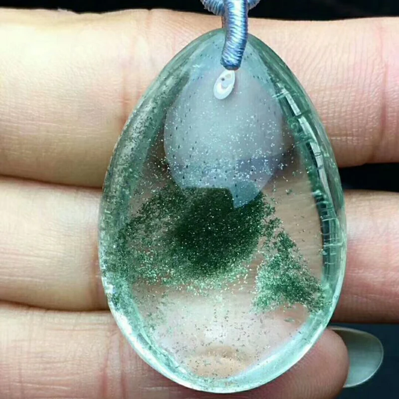 Wholesale Green Ghost Natural Crystal Pendant Water Drop Pendant Bead Sweater Chain Necklace Lucky for Women Crystal Jewelry