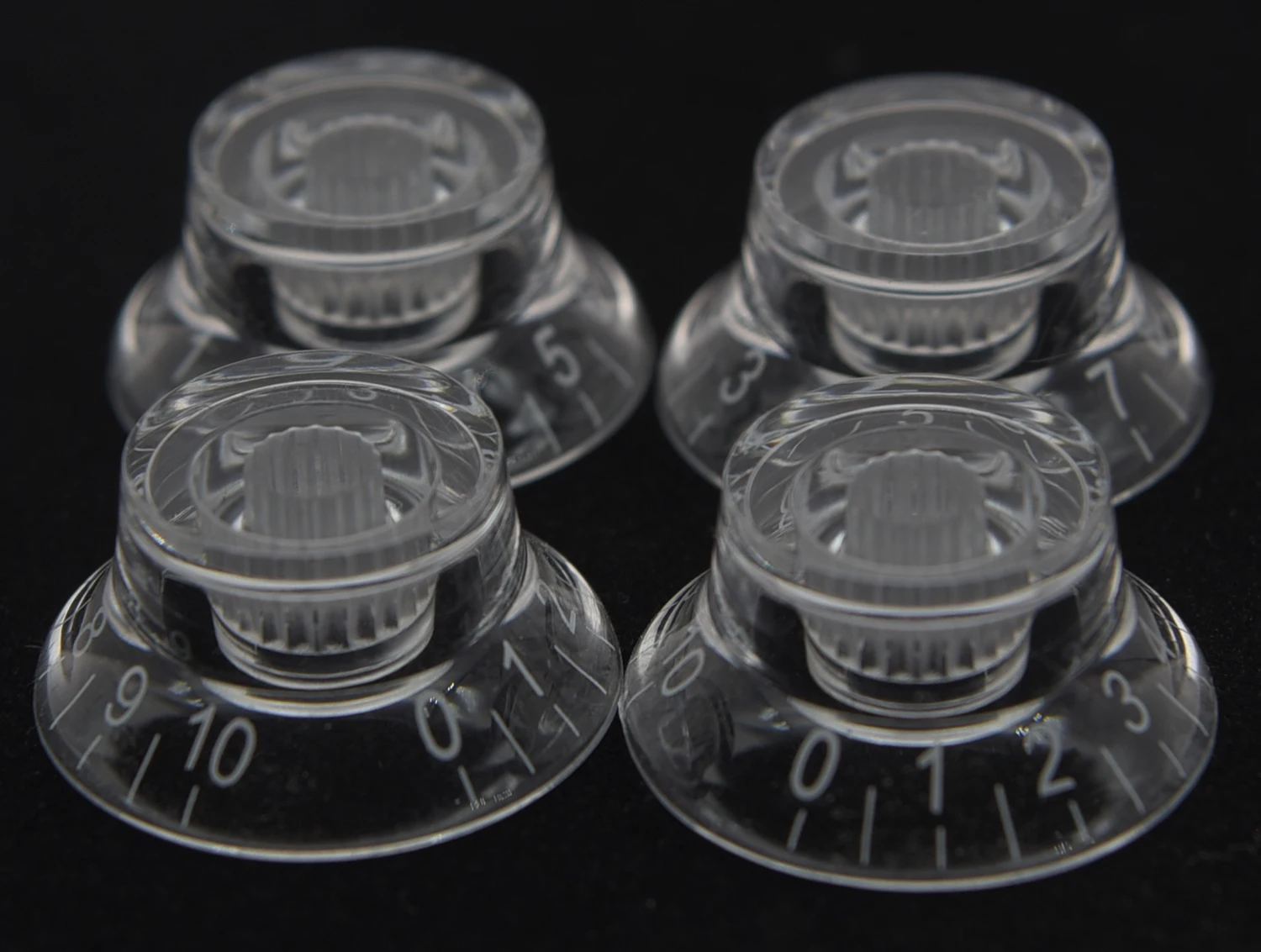 KAISH Set of 4 Clear Transparent LP Guitar Bell Knobs Top Hat Knob with White Numbers Fits Epip Les Paul or SG