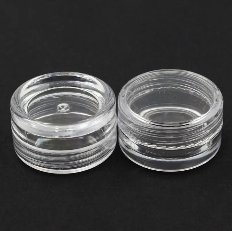 Groothandel 3g transparante kleine ronde potten, clear hard plastic nail art opslag lege flessen