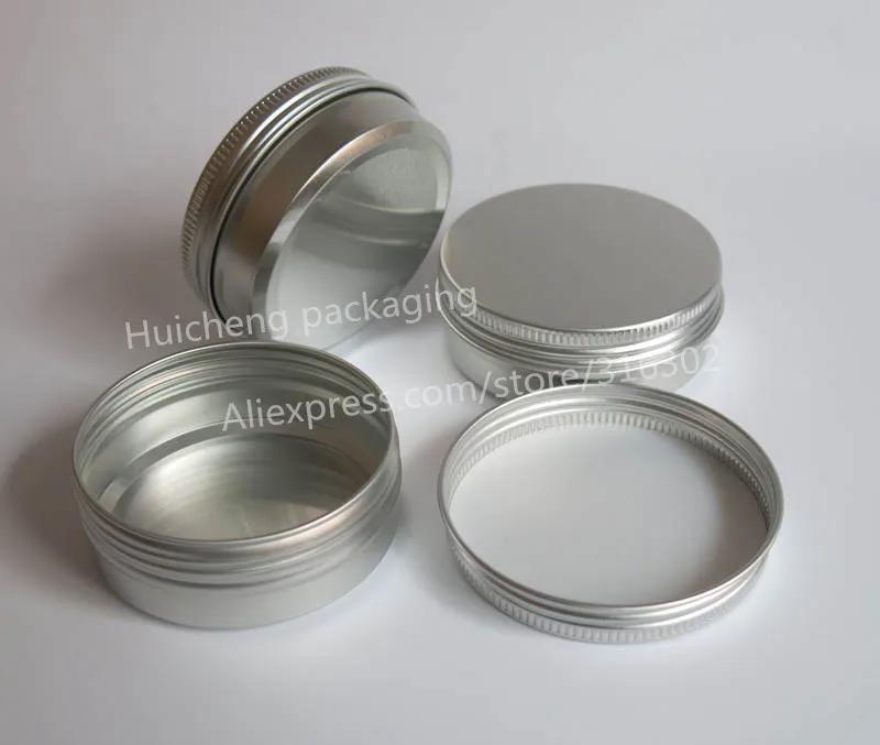 100 x Empty 60g aluminum jar  metal jar for cream powder gel use 2 oz cosmetic bottles, 60ml aluminum container