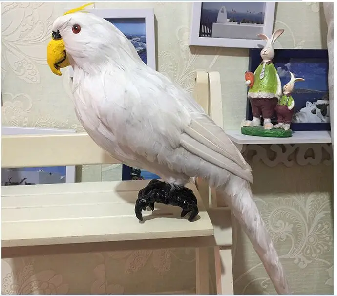 

cute simulation white parrot model plastic&feather parrot bird model handicraft gift about 45cm s2923