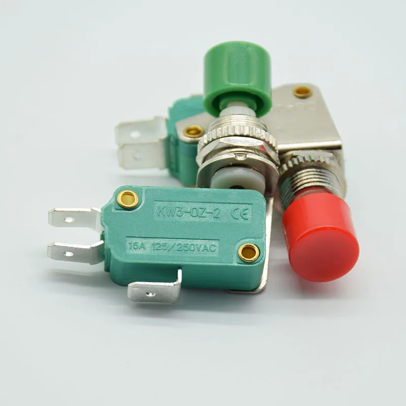 2pcs 3 Pins Red green Signal PushButton Switch 16A 125V/250V AC Momentary  reset Switch SPDT 1 NO 1 NC DS438 KW3-0Z-2